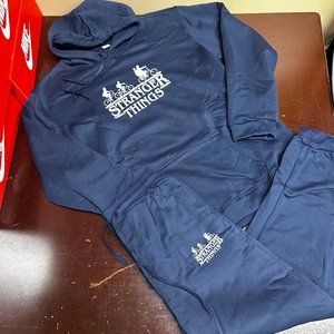 Stranger Things Mens Blue Long Sleeve Hoodie & Track Pant Sweat Tracksuit Sz XL